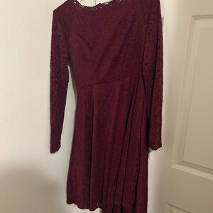 Long Sleeve Burgundy Dress